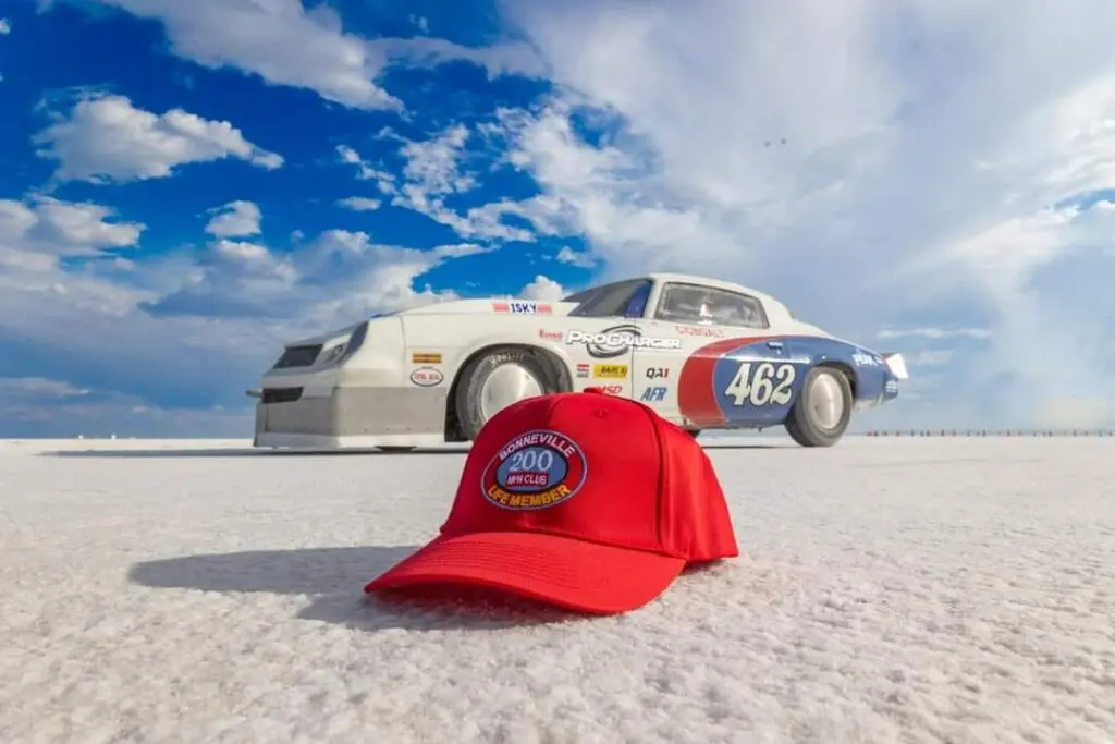 Red Hat of 200 MPH Club at Bonnaville