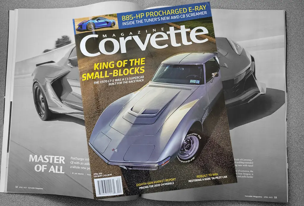Supercharged C8 E-Ray on cover of Corvette Magazine
