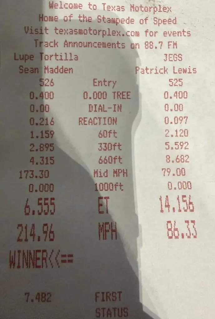 Sean Madden Record Setting time slip