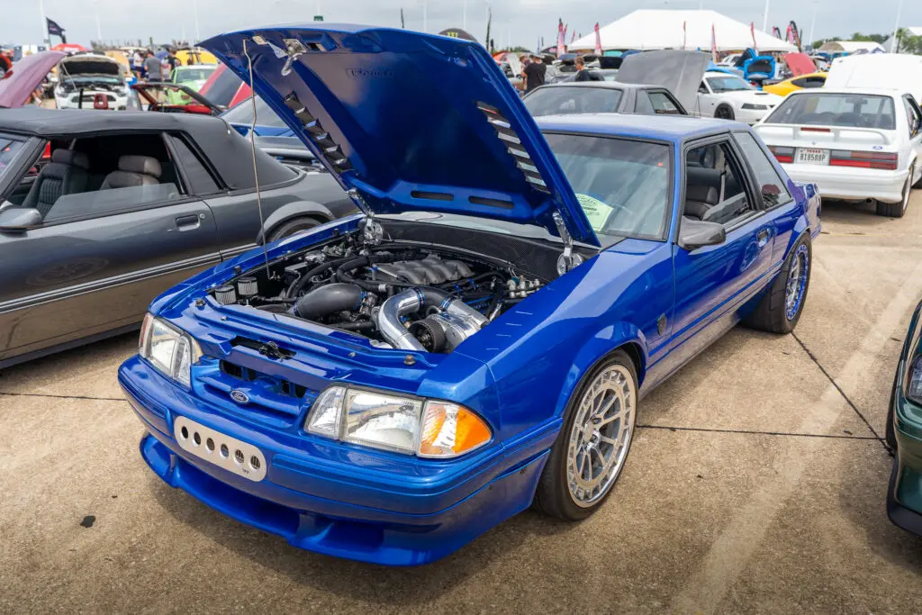 Blue Foxbody ProCharged exterior