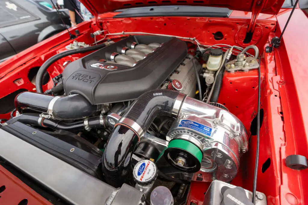ProCharged Red Foxbody underhood