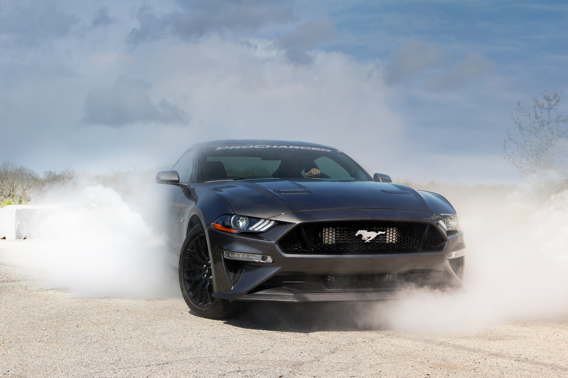 2018 Supercharged Mustang GT doing burnout