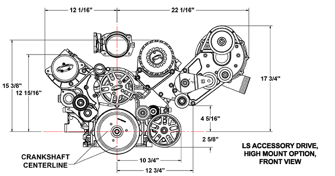 LS Accessory Drive High Mount Front View