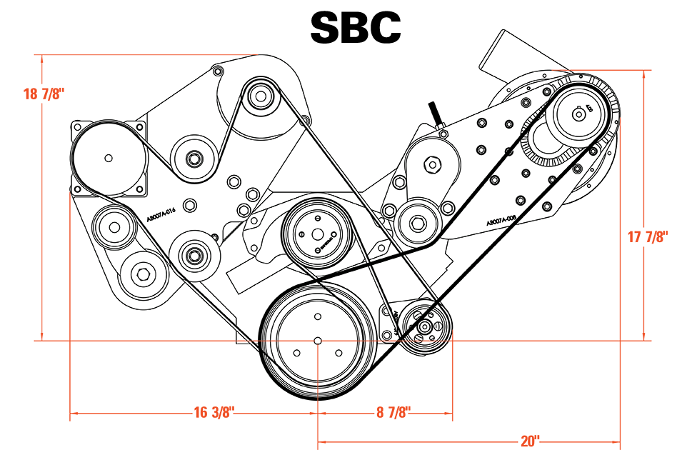 SBC serpentine accessories, serpentine supercharger drive
