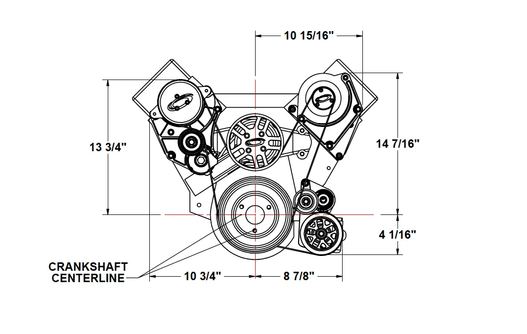 BBC Accessory Drive Kit, no blower, front view