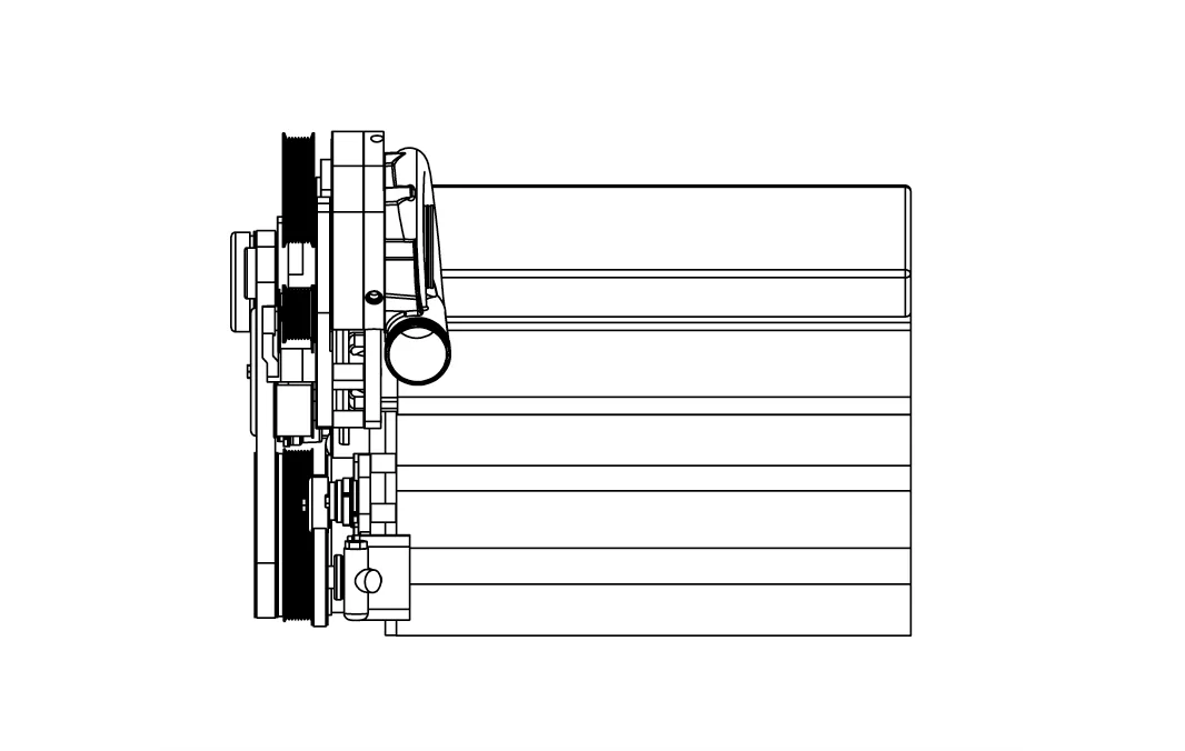 BBC Accessory Drive Kit with F-1X/F-2 blowers, side view