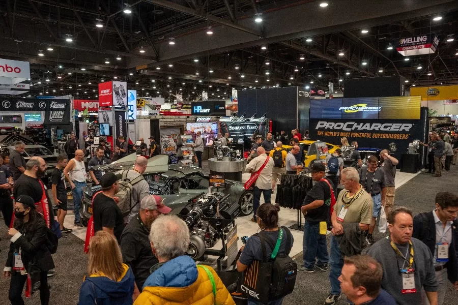 SEMA 2023 packed booth