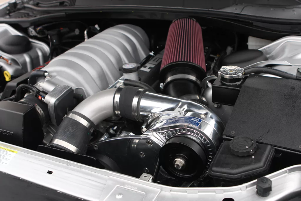 2010 Dodge Challenger SRT 6.1L ProCharged silver underhood