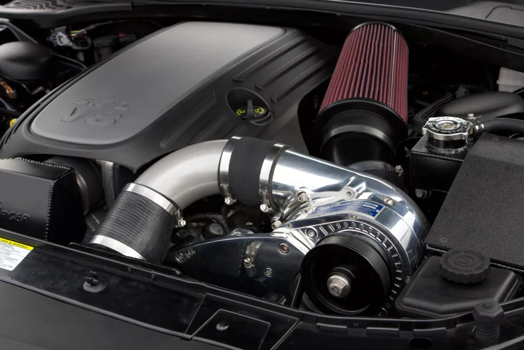 2010 Dodge Challenger R/T 5.7L ProCharged black underhood 2