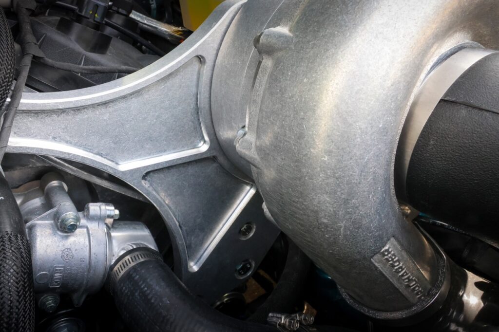 NEW PROCHARGER SUPERCHARGER BRACKET IN ENGINE BAY