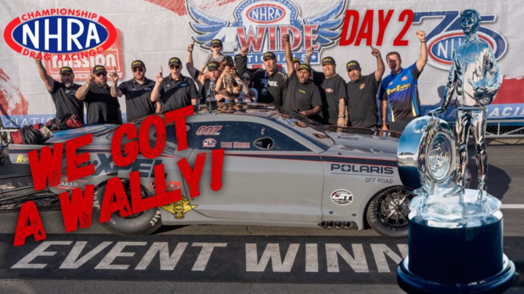 Ryan Martin and team standing with Fireball Camaro in the winners circle