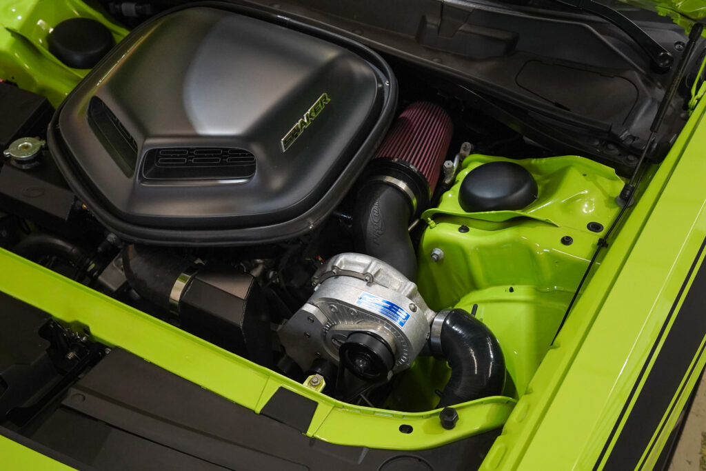 ProCharged Green Shaker Challenger Engine Bay